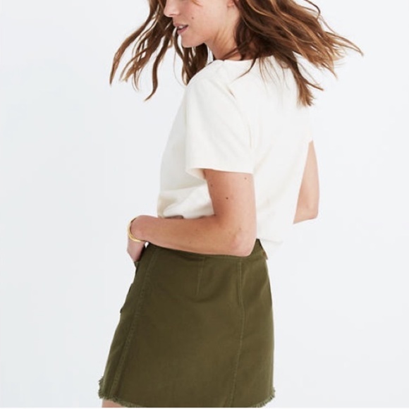 Maxwell Army Green Button Canvas Skirt - Picture 3 of 6